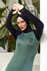 Reglan Kol Likralı Tam Kapalı Tesettür Mayo 3131 Çam Yeşili | L