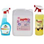 Supta Genel Temizlik Seti Çok Amaçlı Temizleyici 1 LT - Cam Sil 750 ML - Çamaşır Yumuşatıcısı 5 LT