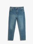 Yüksek Bel Kot Pantolon Hafif Dar Kesim - Mom Slim Jean