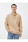 Oversize Sweatshirt Şal Yaka Kanguru Cepli Bağcıklı Şardonlu