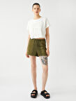 Mini Şort Beli Lastikli Cep Detaylı
