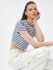 Basic Crop Tişört Bisiklet Yaka Kısa Kollu