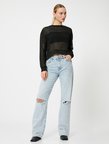 Ajurlu Sweatshirt Bisiklet Yaka
