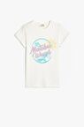 Koton Kız Çocuk Tişört Baskı Detaylı Kısa Kollu Bisiklet Yaka Pamuklu