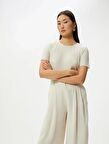 4SAK50019EK Koton Kadın T-shirt BEJ
