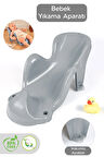 Vakum Tabanlı Bebek Yıkama Banyo Aparatı - Bebek Yıkama Koltuğu Küvet Oturağı - Gri
