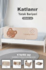 120x42 cm Katlanır Bebek Yatak Bariyeri - Hayvan Desenli Koruyucu Baza Korkuluğu Güvenlik Bariyeri