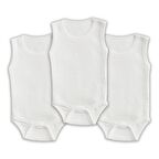 Novibaby 3'lü 0-3 Ay Ribana Bebek Atlet Body Zıbın Beyaz Raporlu Çıtçıtlı 100% Pamuk 