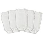 Novibaby 5'li 9-12 Ay Ribana Bebek Atlet Body Zıbın Beyaz Raporlu Çıtçıtlı 100% Pamuk 