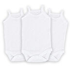 Novibaby 3'lü 9-12 Ay Jakarlı İp Askılı Beyaz Bebek Atlet Body Zıbın Çıtçıtlı 100% Pamuk 