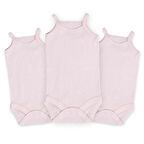 Novibaby 3'lü 9-12 Ay Jakarlı İp Askılı Pembe Bebek Atlet Body Zıbın Çıtçıtlı 100% Pamuk 