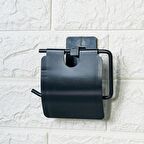 BUFFER® Kendiliğinden Yapışkanlı Siyah Paslanmaz Metal Kapaklı Tuvalet Kağıtlığı Aparatı