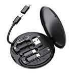 BUFFER® 60w Destekli Kablo Kutusu Seyahat Kablo Seti 5'i 1 arada USB Type-C Şarj Kablosu Seti 