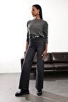 Füme Likralı Wide Leg Jean 