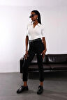 Siyah Yüksek Bel Straight Jean 7949