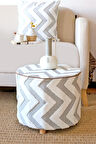 Dekoratif Köşegen Puf/Tabure Line Gri