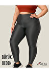 ALYA UNDERWEAR Büyük Beden Tayt Dalgıç Kumaş Yüksek Bel ( Antrasit, 4xl)