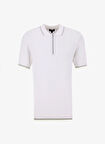 Polo Yaka Regular Fit Jakarlı Kırık Beyaz Erkek Rayon Karışımlı Kazak FC4SM-KZK 0781