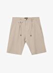 Bej Erkek Bağlamalı Regular Fit Bermuda Şort FC4SM-SHT 0895