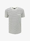 Fabrika Bisiklet Yaka Çizgili Beyaz Erkek T-Shirt F4SM-TST 0259