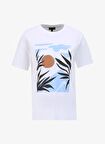 Fabrika Bisiklet Yaka Baskılı Beyaz Kadın T-Shirt F4SL-TST0740