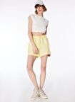 Fabrika Lastikli Bel Basic Sarı Kadın Şort F4SL-SHT0844