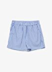 Fabrika Lastikli Bel Basic Lacivert - Beyaz Kadın Şort F4SL-SHT0120