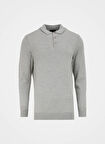 Gri Melanj Erkek Polo Yaka Basic Kazak F4WM-KZK 2843