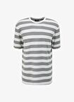 Bisiklet Yaka Çizgili Gri Erkek T-Shirt SPBF4SM-TST5011