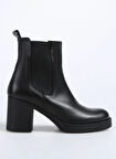 Fabrika Siyah Kadın Deri Topuklu Bot D-ELAIN