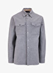 Gri Melanj Erkek Yün Karışımlı Gömlek Ceket F4WM-GML 2226