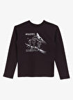 Siyah Erkek Çocuk Bisiklet Yaka Relaxed Fit Baskılı Uzun Kollu T-Shirt D4WB-TST3140