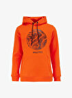 Turuncu Erkek Kapüşon Yaka Relaxed Fit Baskılı Sweatshirt D4WM-SWT3329