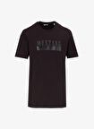 Mustang Bisiklet Yaka Baskılı Siyah Erkek T-Shirt M4WM-TST-1563