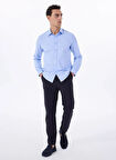 Fabrika Basic Gömlek Yaka Armürlü Mavi Erkek Gömlek MAYDOS 502