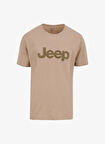 Jeep Bisiklet Yaka Baskılı Bej Erkek T-Shirt C4SM-TST4511