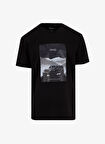 Jeep Bisiklet Yaka Baskılı Siyah Erkek T-Shirt J5SM-TST7343