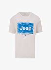 Jeep Bisiklet Yaka Baskılı Beyaz Erkek T-Shirt J5SM-TST7292