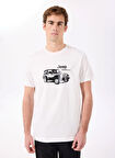 Jeep Bisiklet Yaka Baskılı Beyaz Erkek T-Shirt J5SM-TST7291