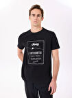 Jeep Bisiklet Yaka Baskılı Siyah Erkek T-Shirt J5SM-TST7395