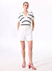 Fabrika Standart Bel Relaxed Beyaz Kadın Şort F5SL-SHT0058