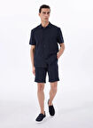 Fabrika Bağlamalı Bel Basic Lacivert Erkek Bermuda Şort F5SM-SHT 2470