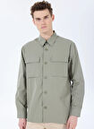 Fabrika Basic Gömlek Yaka Düz Haki Erkek Gömlek F5SM-GML 2743
