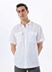Beyaz Erkek Basic %100 Keten Gömlek F5SM-GML 2765