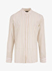 Fabrika Comfort Regular Fit Hakim Yaka Çizgili Açık Bej Erkek Gömlek FC5SM-GML 2516