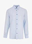 Fabrika Comfort Regular Fit Düğmeli Yaka Düz Mavi Erkek Gömlek FC5SM-GML 2542