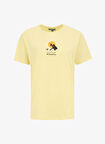 D5SL-TST3521 Sarı Bisiklet Yaka Relaxed Baskılı Kadın T-Shirt