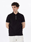 Discovery Expedition D5SM-TST3718 Siyah Relaxed Düz Erkek Polo T-Shirt