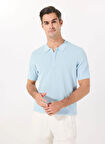 Açık Mavi Erkek Regular Fit Jakarlı Raylon Karışımlı Kazak FC5SM-KZK 2565