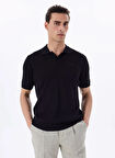 Fabrika Polo Yaka Basic Jakarlı Siyah Erkek Kazak F5SM-KZK 2052